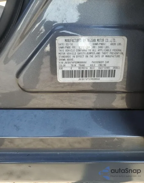 2014 Infiniti Q50 Base z USA, uszkodzony, nr VIN JN1BV7AP5EM688644